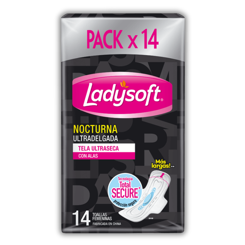 Toallas Higenicas Con Alas Ladysoft Nocturna X14